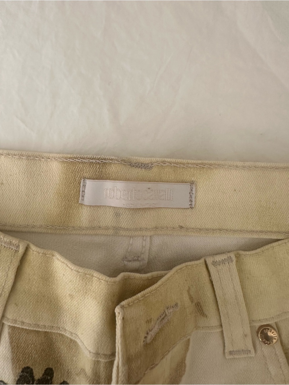 Vintage Roberto Cavalli cream tattoo tiger motif jeans - Picture 4 of 4